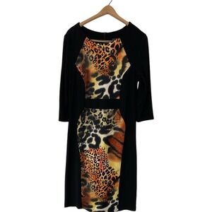 FRANK‎ LYMAN geometric Animal Print Sheath Shift Dress 14
